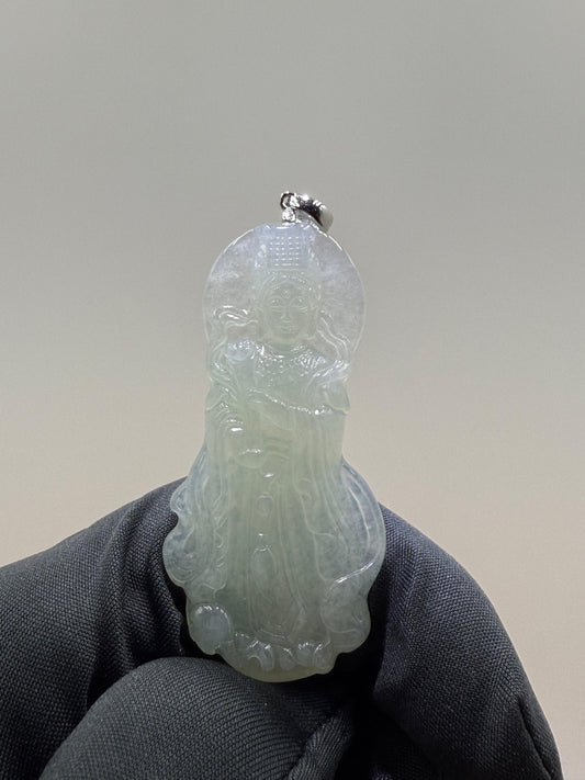 Natural Jadeite Jade MaZu (妈祖牌) Pendant - 天然翡翠妈祖牌