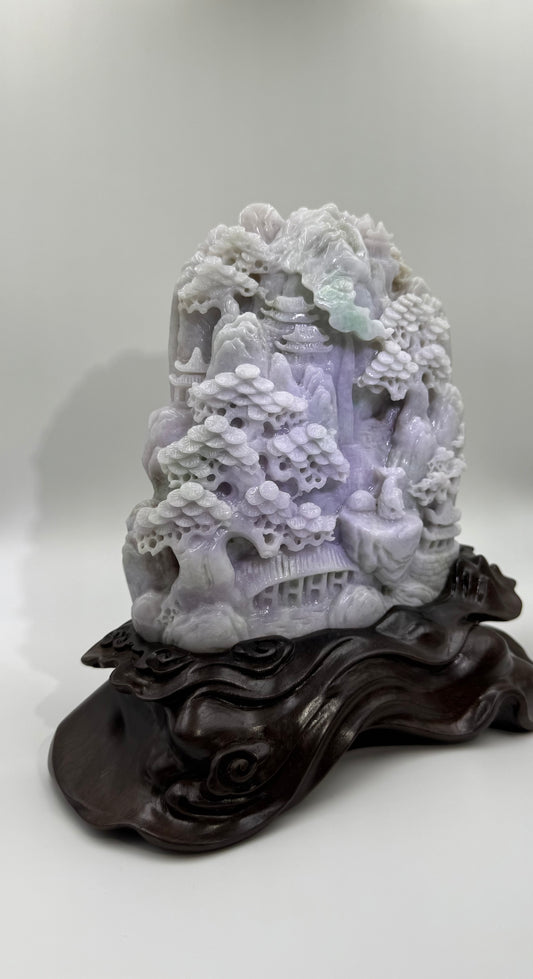 Jade Mountain Flowing Water Big Showcase Display - 翡翠玉高山流水 JM07