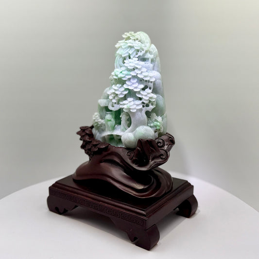 Jade Green Mountain Display Type A Jadeite 翡翠玉山水画A货 - JM03