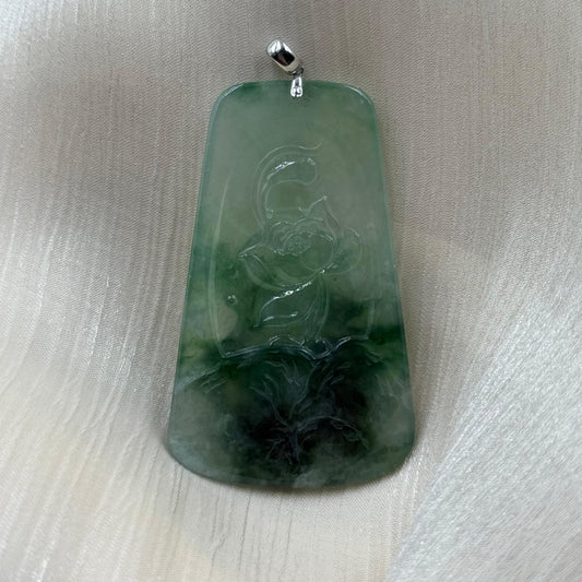 Jade GuanYin Pendant -翡翠玉观音牌