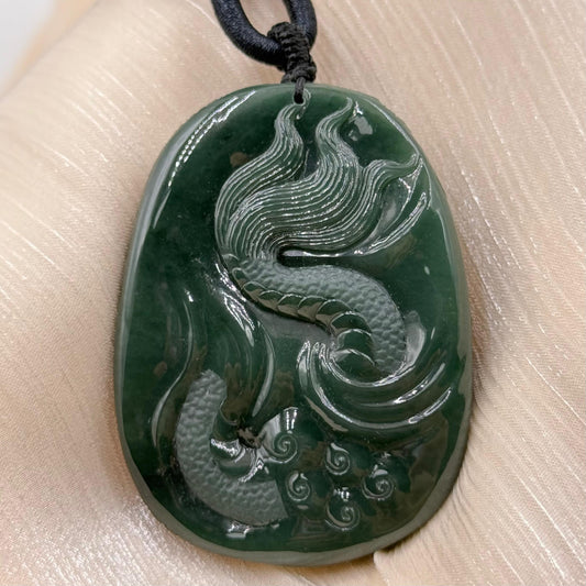 Jade Dragon Pendant - 翡翠玉龙牌 (JD03)