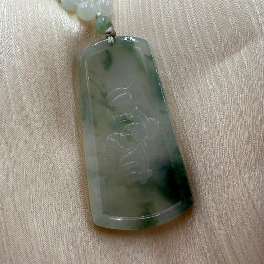 Jade Guan Yin Necklace with Pendant - 翡翠玉观音牌和项链