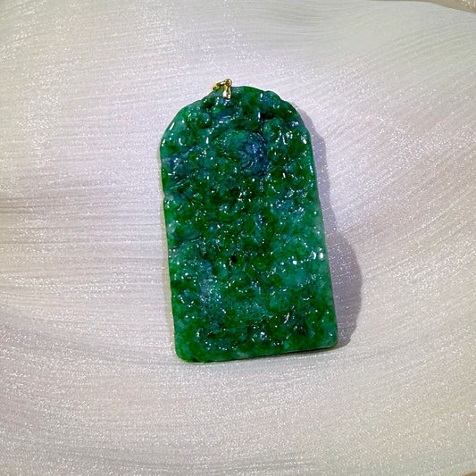 Jade Green Dragon Pendant with 18k gold - 天然翡翠玉 NGI Certified