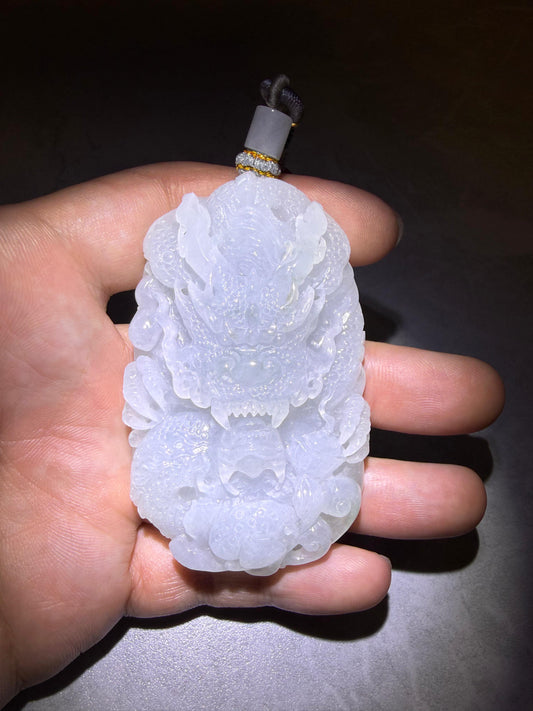 Natural Jadeite Jade Dragon Pendant - 天然翡翠玉龙牌