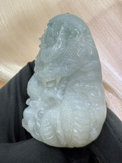 Jade Dragon Pendant Hand-Carved Chinese Jade 龙 Talisman for Power, Luck & Protection