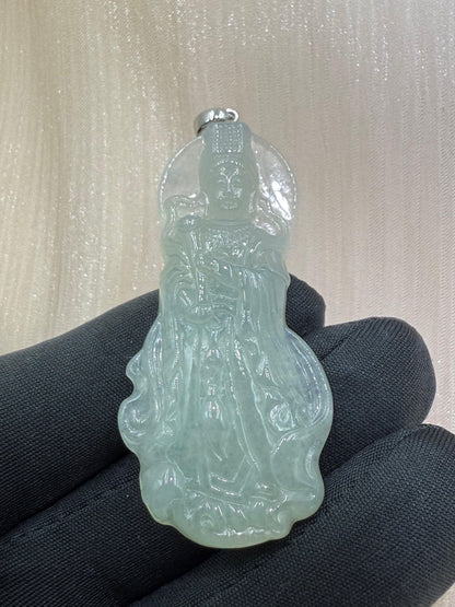Natural Jadeite Jade MaZu (妈祖牌) Pendant - 天然翡翠妈祖牌
