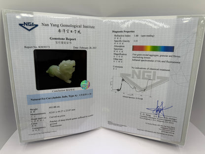 Jade Pi Xiu Type A Icy Jadeite Pendant 翡翠A货貔貅 (PX03) (NGI Certified)